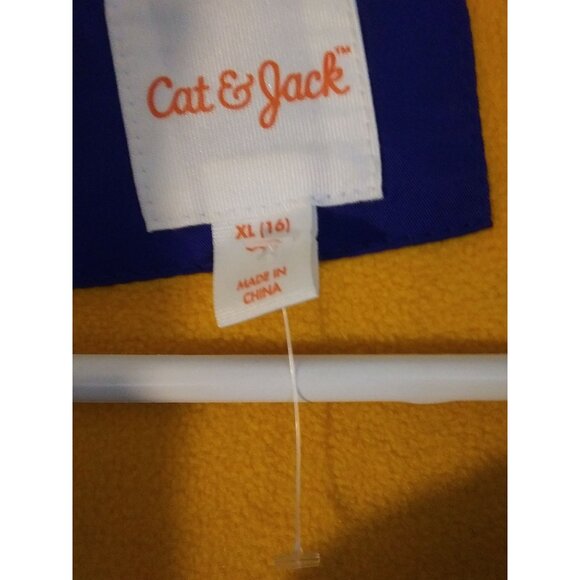 Cat & Jack Boys XL (16) Blue & Yellow Colorblock Hooded winter Puffer Jacket - Picture 6 of 8